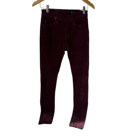 AG Adriano Goldschmied The Farrah Skinny Maroon Corduroy Jeans Sz 26 - Picture 4 of 8
